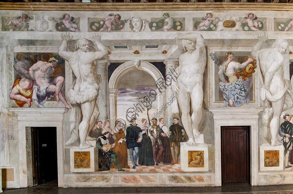 Caldogno, Villa Caldogno, main hall: "Invitation to the Dance";". Fresco by Giovanni Antonio Fasolo, about 1570.