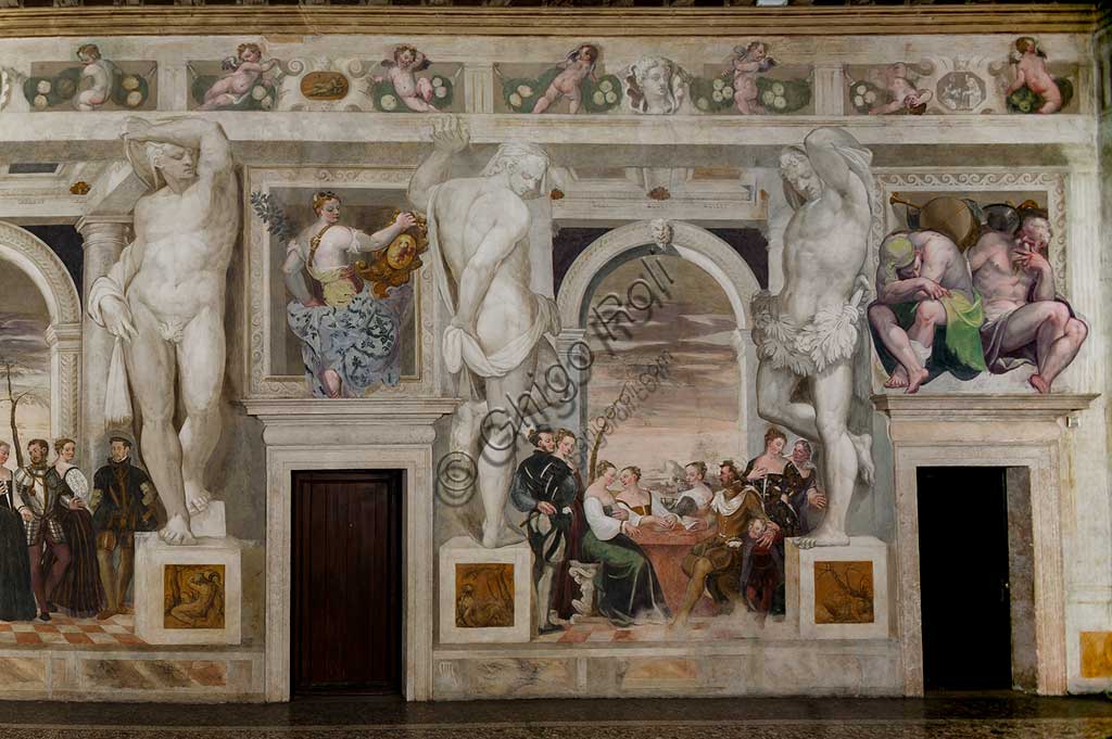 Caldogno, Villa Caldogno, main hall: "Invitation to the Dance";". Fresco by Giovanni Antonio Fasolo, about 1570.