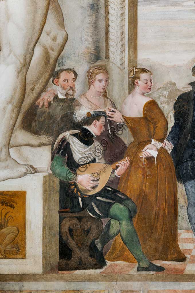 Caldogno, Villa Caldogno, salone: "Invito alla Danza", affresco di Giovanni Antonio Fasolo, ca. 1570. Particolare.