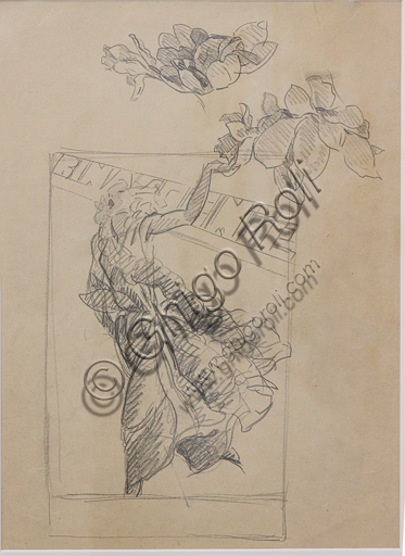 “La Rinascente”, bozzetto preparatorio di Marcello Dudovich, 1930-40, matita su carta.