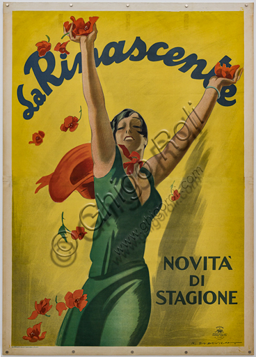 “La Rinascente, Novità di stagione”, illustrazione per manifesto pubblicitario di Marcello Dudovich, 1928-35, cromolitografia su carta.