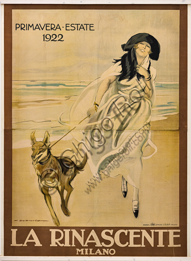 “La Rinascente, Spring - Summer 1922”, Illustration for the advertising poster by Marcello Dudovich, 1921, chromolithography on paper.