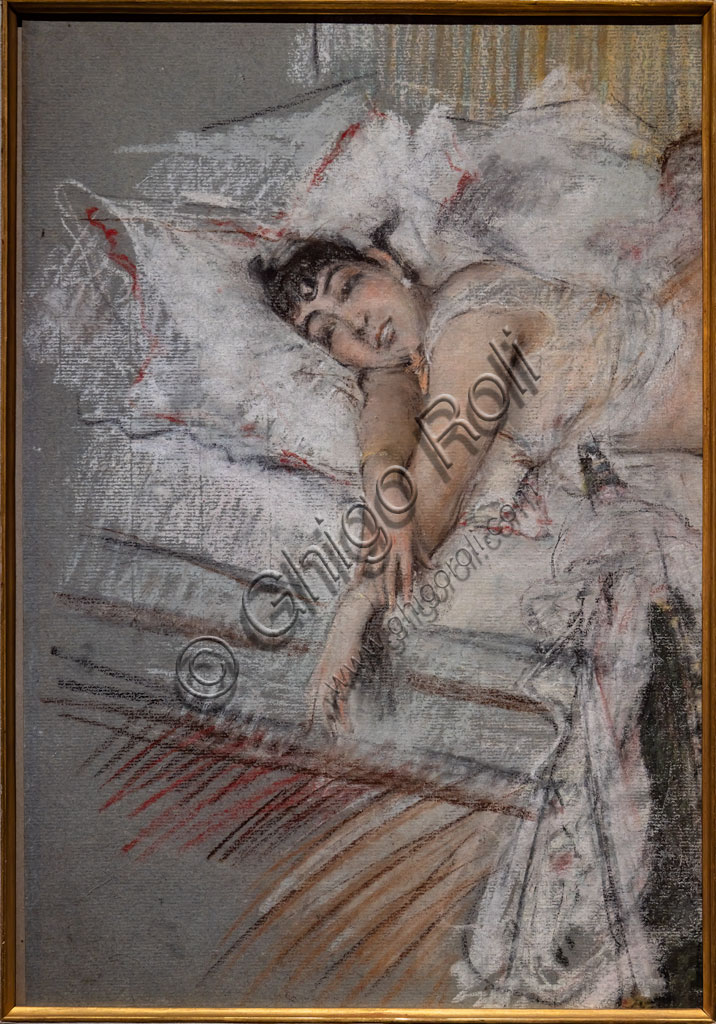 “La Contessa de Rasty a letto”, di Giovanni Boldini, 1880, pastello su carta.