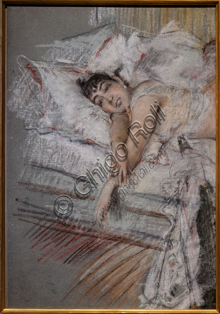 “The Countess of Rasty in Bed ”, by Giovanni Boldini, 1880, pastel on paper.