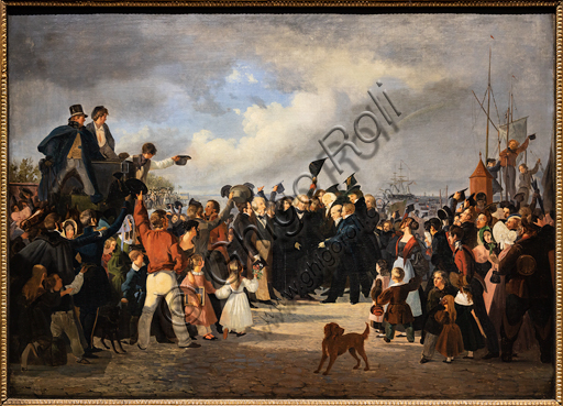 "L'accoglienza di Thorvaldsen presso la dogana il 17 settembre 1838", 1839-41, di Fritz Westphal (1804-1844), olio su tela.