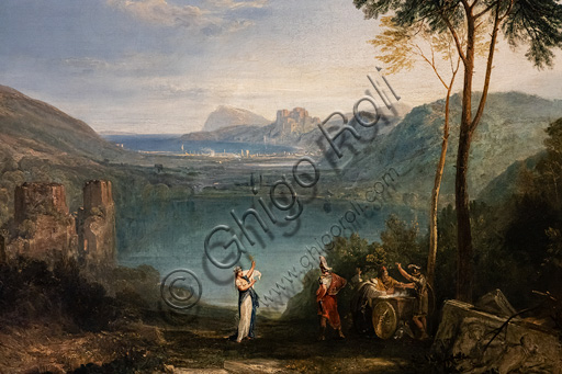 Joseph Mallord William Turner: "The Lake of Avernus, Aeneas, the Cumaean Sybil", oil painting, 1814-5. Detail.