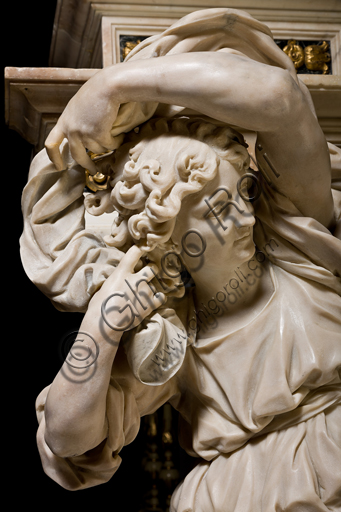 , Genoa, Duomo (St. Lawrence Cathedral), inside, the presbitery: "The high altar - Detail of an angel", by Daniele Solaro (end XVII century).