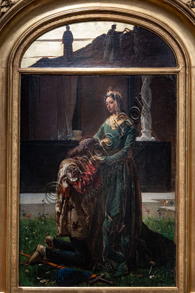 “L’amore del poeta Sordello e Cunizza, contessa di S. Bonifacio”, di Federico Faruffini, 1864, olio su tela.