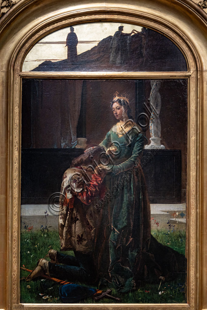 “The love of the poet Sordello and Cunizza, countess of St. Bonifacio”, by Federico Faruffini, 1864, oil painting on canvas.