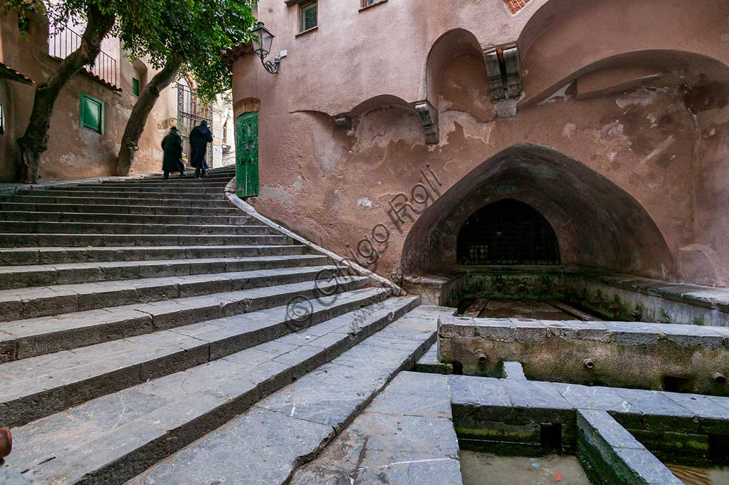 Cefalù: partial view of the ancient wash houses, known as the Medieval Wash-house. 