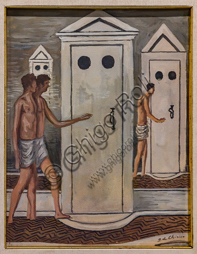 Museo Novecento: "Les Bains Mystérieux", By Giorgio De Chirico,1934-6. Tempera and mixed media on cardboard.