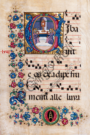 Piccolomini Library: choir book,  cod.  101.7, ff. 63v with “Corpus Domini”, by  Pellegrino di Mariano.