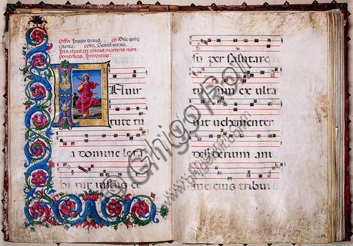 Libreria Piccolomini: corale cod. 16.1, cc. 23v-24r con “Santo Martire”, di Liberale da Verona  (1445 ca - 1527/9). 