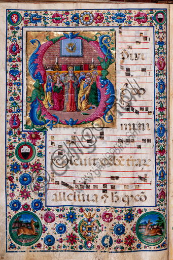 Libreria Piccolomini: corale cod. 23.8, cc. 100v con “Pentecoste”, di Girolamo da Cremona.