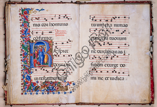 Libreria Piccolomini: corale cod. 24.9, cc. 67v-68r con la “Guarigione del lebbroso”, di  Liberale da Verona  (1445 ca - 1527/9).