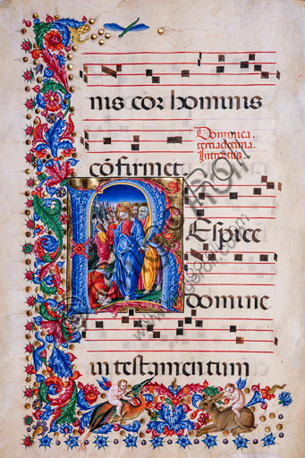 Libreria Piccolomini: corale cod. 24.9, cc. 67v con la “Guarigione del lebbroso”, di Liberale da Verona  (1445 ca - 1527/9).