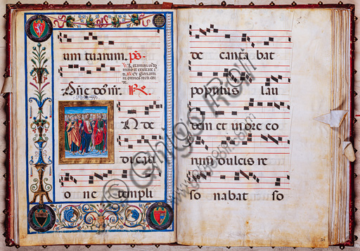 Piccolomini Library: choir book,  cod. 26.R, ff. 29v-30r  with “Christ and all Saints”, by Giovanni di Taldo.