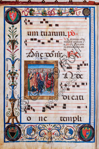 Piccolomini Library: choir book,  cod. 26.R, ff. 29v  with “Christ and all Saints”, by Giovanni di Taldo.