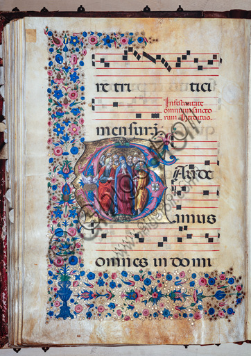 Libreria Piccolomini: corale cod. 28.12, cc. 94v con “La Vergine e tutti i Santi”, di Francesco Rosselli e Liberale da Verona  (1445 ca - 1527/9).