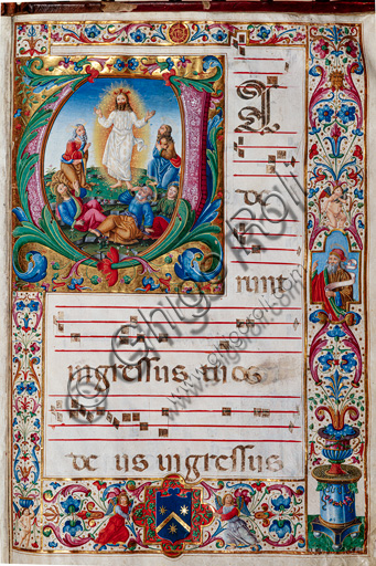 Piccolomini Library: choir book,  cod.  29.13, ff. 30r with “Transfiguration”, by  Florentine illuminator.