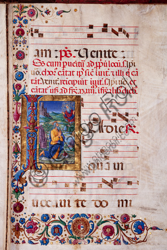 Piccolomini Library: choir book,  cod. 7.G, ff. 40v  with “Vision of Jeremias”, by Guidoccio Cozzarelli.