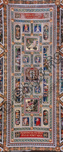 The Piccolomini Library: the ceiling, which is divided in 21 compartments surrounded by trompe l’ceil stucco borders and separated by a golden frieze, is due to Bernardino di Betto, known as Pinturicchio, and his workshop.