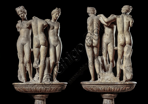 The Piccolomini Library: “The Graces”, marble sculpture, Roman Age. Back.