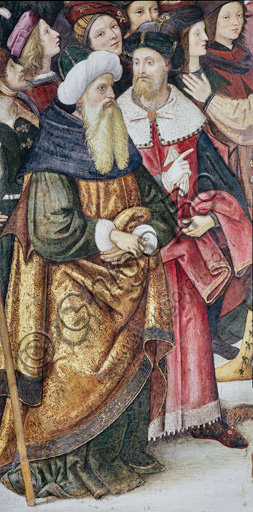 Libreria Piccolomini, registro superiore esterno: “Incoronazione di Pio III (8 ottobre 1503)”, affresco di Bernardino di Betto, detto il Pinturicchio. Dettaglio con uomo anziano con barba bianca.