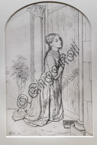 "L'infanzia devota di S. Elisabetta d'Ungheria", di Charles Allston Collins (1828 - 73), grafite e inchiostro su carta.