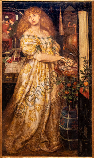 "Lucrezia Borgia", (1860-1)  di Dante Gabriel Rossetti (1828-1882); grafite e acquerello su carta. 