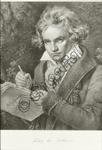  "Ludwig van Beethoven", pencil and charcoal drawing.