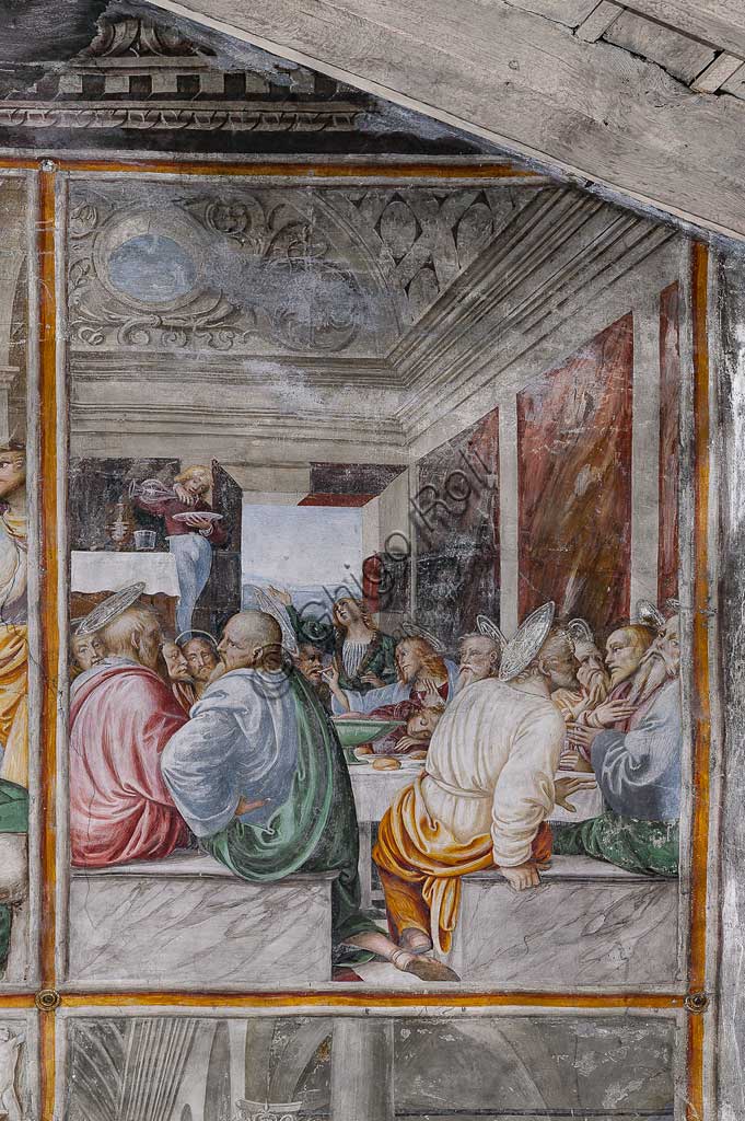 Varallo Sesia, Church of Santa Maria delle Grazie: frescoes of the Gaudenzio Ferrari wall "The life and the Passion of Christ", by Gaudenzio Ferrari, 1513. Detail of "The Last Supper".