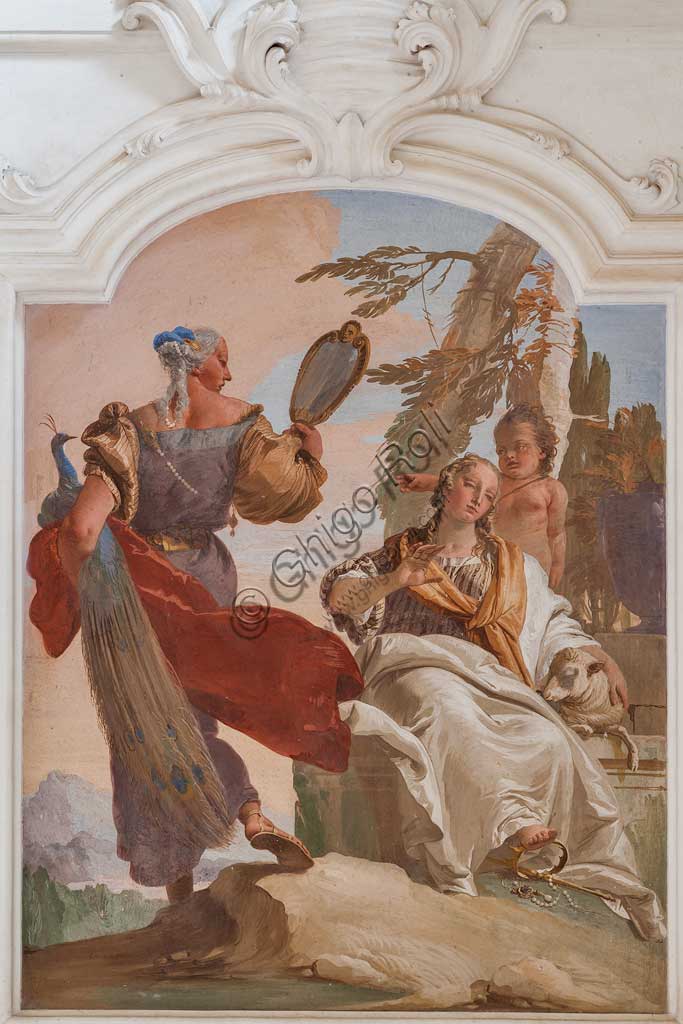 Villa Loschi  Motterle (formerly Zileri e Dal Verme), the hall of honour: "Humility sending away Pride", allegorical fresco by Giambattista Tiepolo (1734).