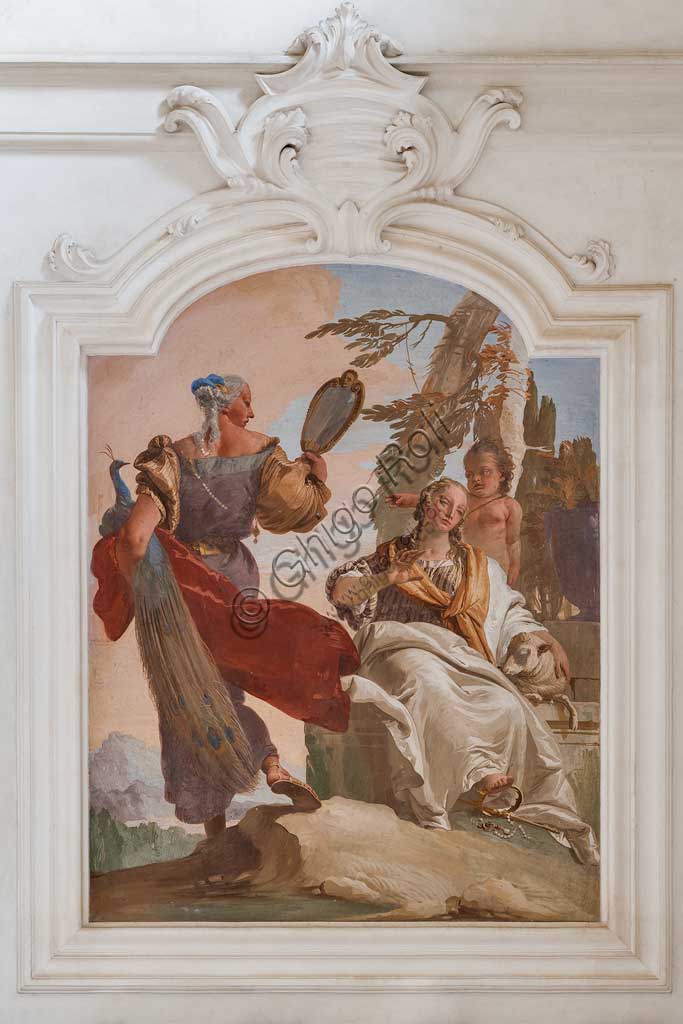 Villa Loschi  Motterle (formerly Zileri e Dal Verme), the hall of honour: "Humility sending away Pride", allegorical fresco by Giambattista Tiepolo (1734).