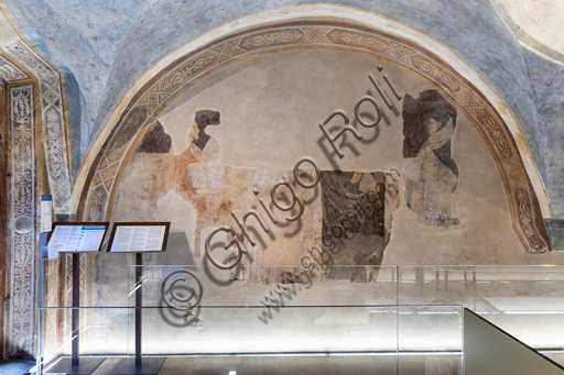 “Lunette of the Poets”, with portraits of Dante Alighieri and Boccaccio. Frescoes by Jacopo di Cione (brother of Orcagna) based on the iconographic program of Coluccio Salutati (1366-1406), preserved in the Palazzo dell'Arte dei Giudici e Notai, or del Proconsolo in Florence.