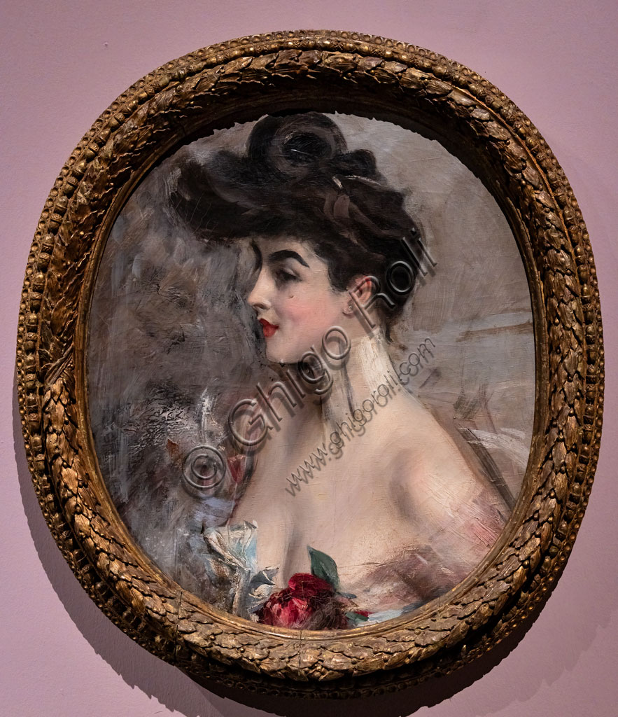 “Madame X with a pearl collier”, by Giovanni Boldini, 1904, oil painting on canvas.