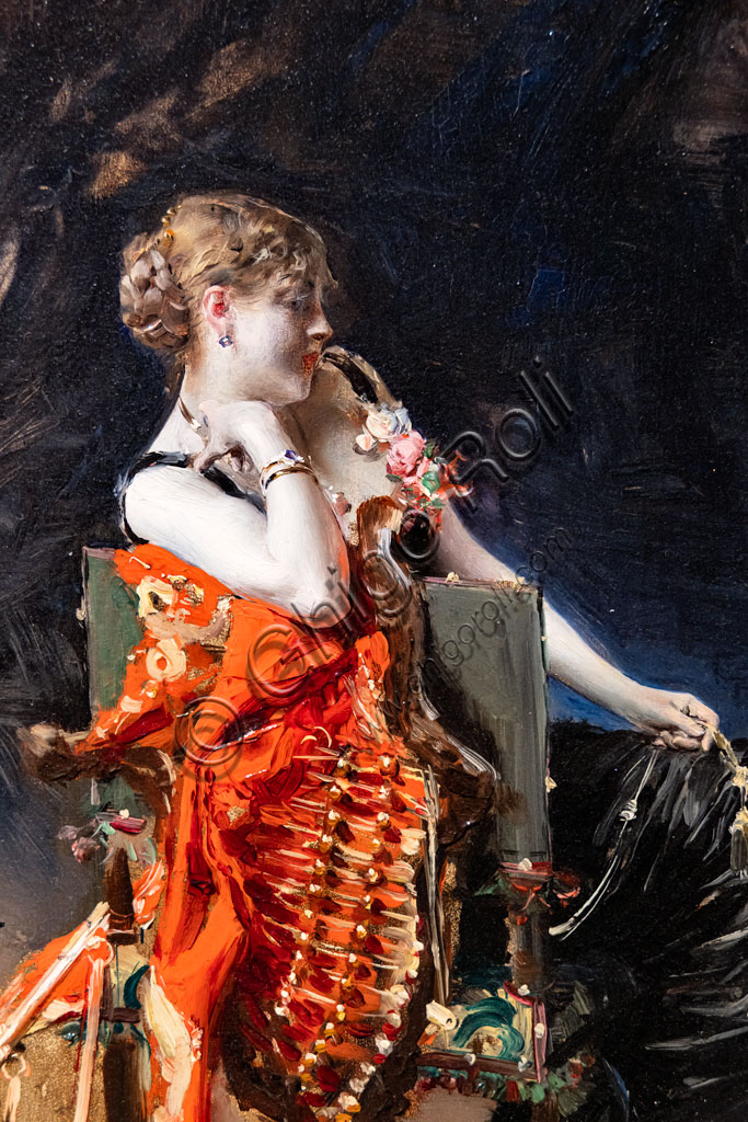 “Madame X”, di Giovanni Boldini, 1879, olio su tela. Particolare.