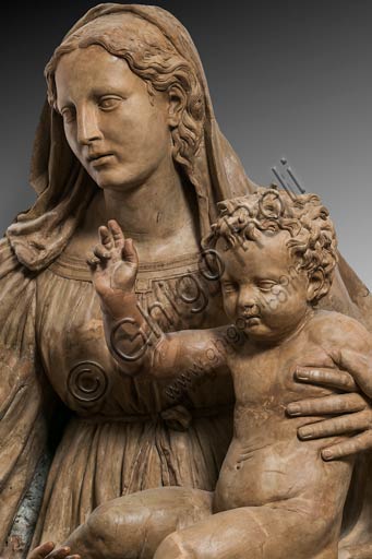  Modena, Civic Museum of Art: "Madonna with Infant Jesus and Infant St. John", known as "Madonna di Piazza", by Antonio Begarelli (1499 - 1565). Detail.
