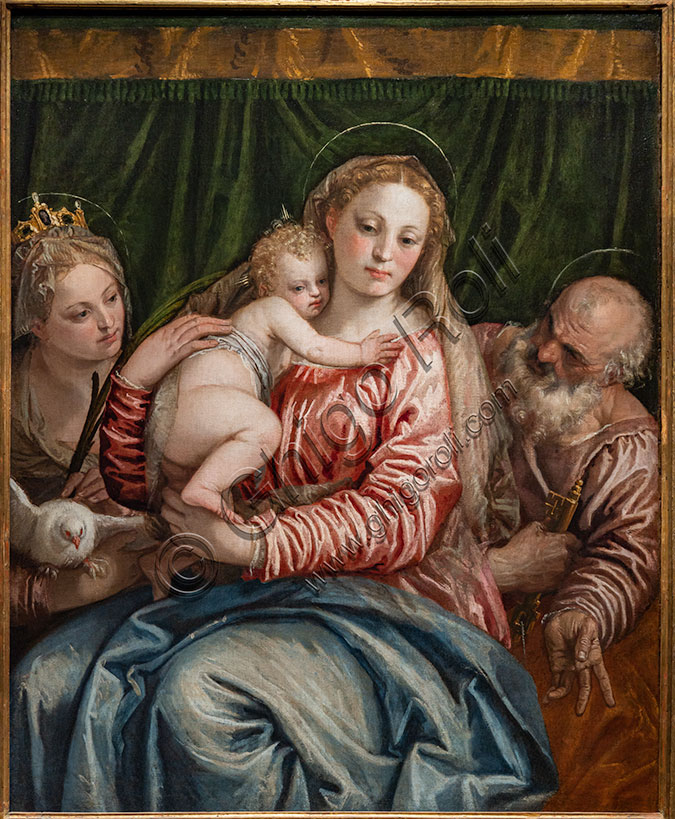 “Madonna and Infant Jesus between S. Catherine of Alessandria and Peter”, by Paolo Caliari, known as Veronese, 1550, oil painting on canvas.