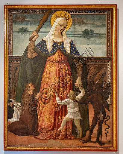 Montefalco, Complesso Museale di San Francesco: "Madonna del Soccorso", di Francesco Melanzio, ultimo quarto del Quattrocento. Tempera su tela.