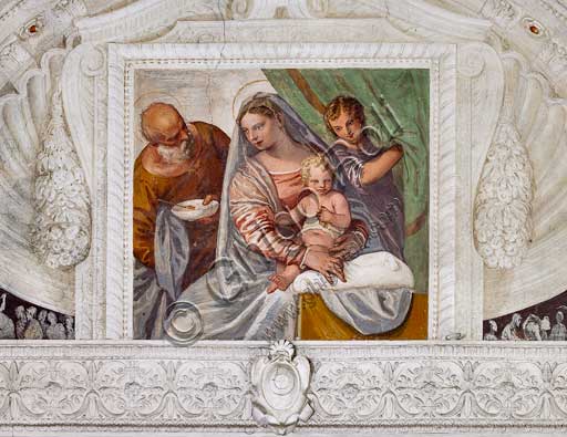 Maser, Villa Barbaro, Stanza della Lucerna: "Madonna della Pappa". Affreschi di Paolo Caliari ("Il Veronese"), 1560 - 1561.