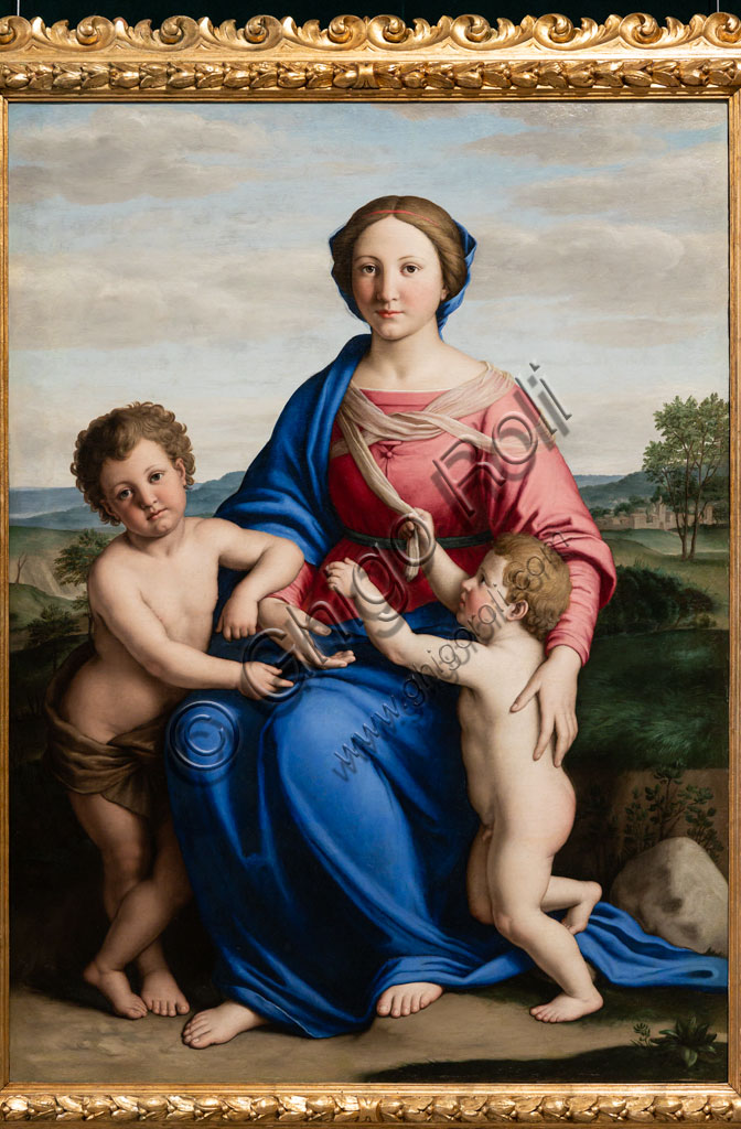 Brescia, Pinacoteca Tosio Martinengo: "The Virgin Mary with Infant Jesus and Infant St. John", by  Giovan Battista Salvi, known asSassoferrato,  1650. Oil painting on canvas.