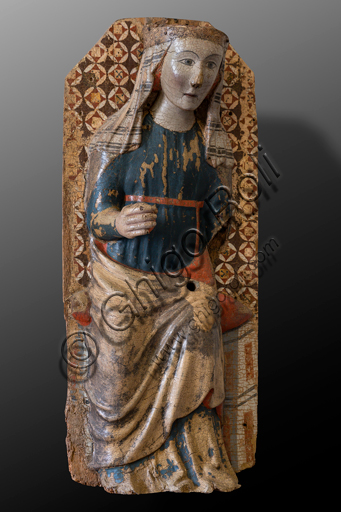  Spoleto, Rocca Albornoz (Stronghold), National Museum of The Dukedom of Spoleto:"Madonna", by Umbria anonymous sculptor, painted wood, XIV century.