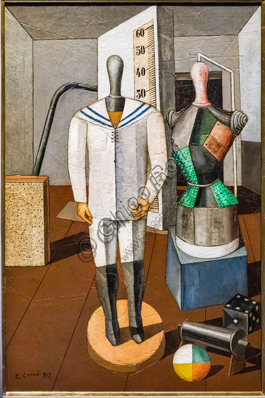  “Mother and Son”, by Carlo Carrà, oil painting,1917.