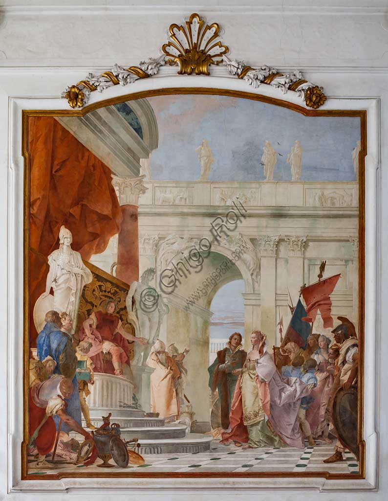 Villa Cordellina, the central hall: "Magnanimity of Scipio Africanus", fresco by Giambattista Tiepolo, 1743.