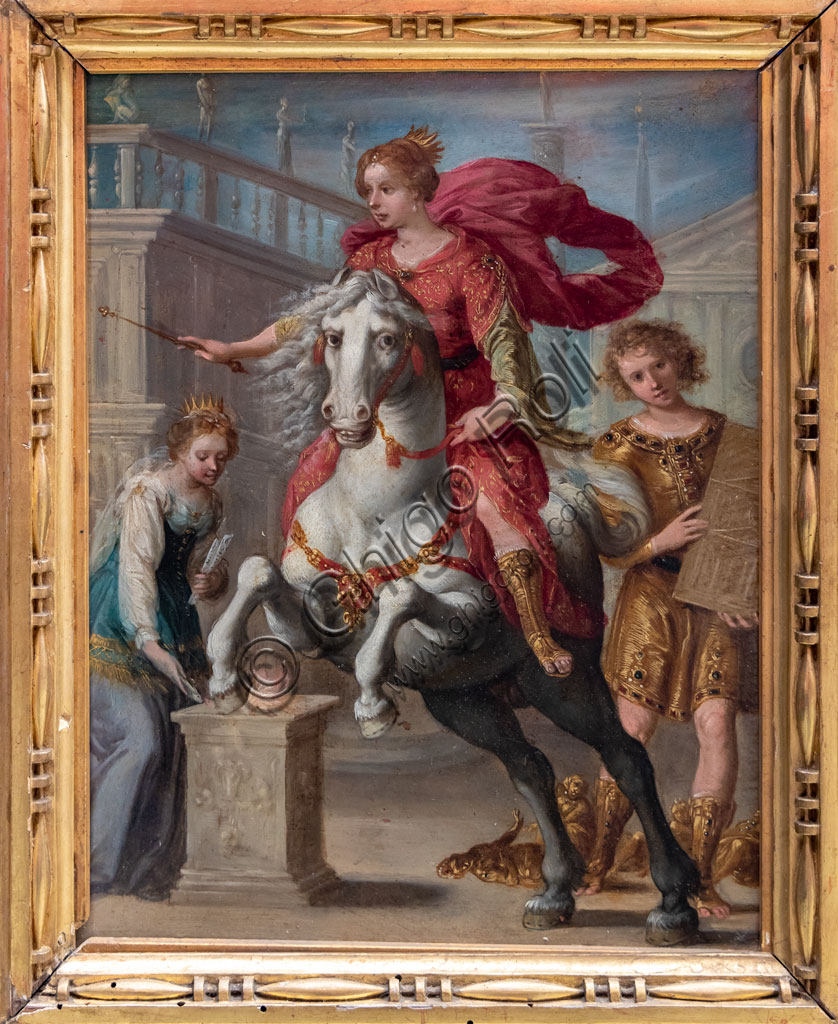 Brescia, Pinacoteca Tosio Martinengo: "Munificence (or Religion)", 1610 - 20, by entourage of Giuseppe Cesari, known as Cavalier d'Arpino, 1610-20. Oil on copper.