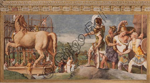  Mantua, Palazzo Ducale (Gonzaga's residence), Sala of Troia (Chamber of Troy): The Trojan horse. Frescoes by Giulio Romano and his assistants (1538 - 1539).