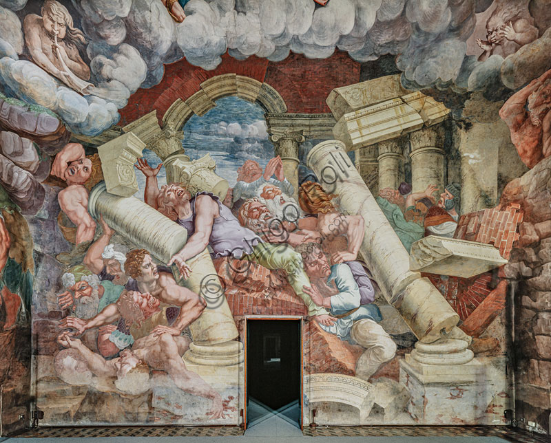 Mantova, Palazzo Te, Camera dei Giganti: veduta della parete settentrionale.  