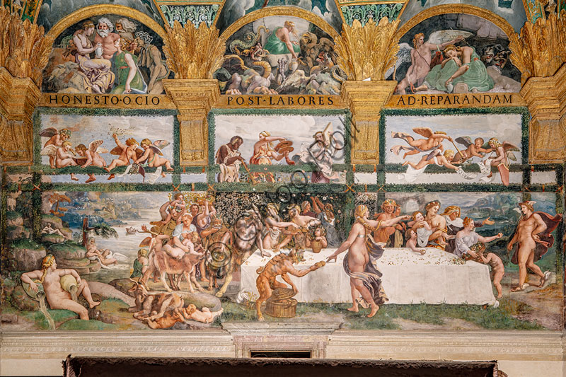 Mantua, Palazzo Te, Room of Psiche: view of the western wall, with the rustic Banquet.