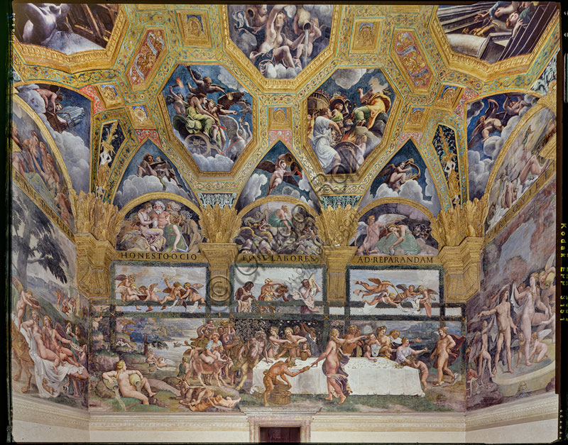 Mantua, Palazzo Te, Room of Psiche: view of the western wall, with the rustic Banquet.